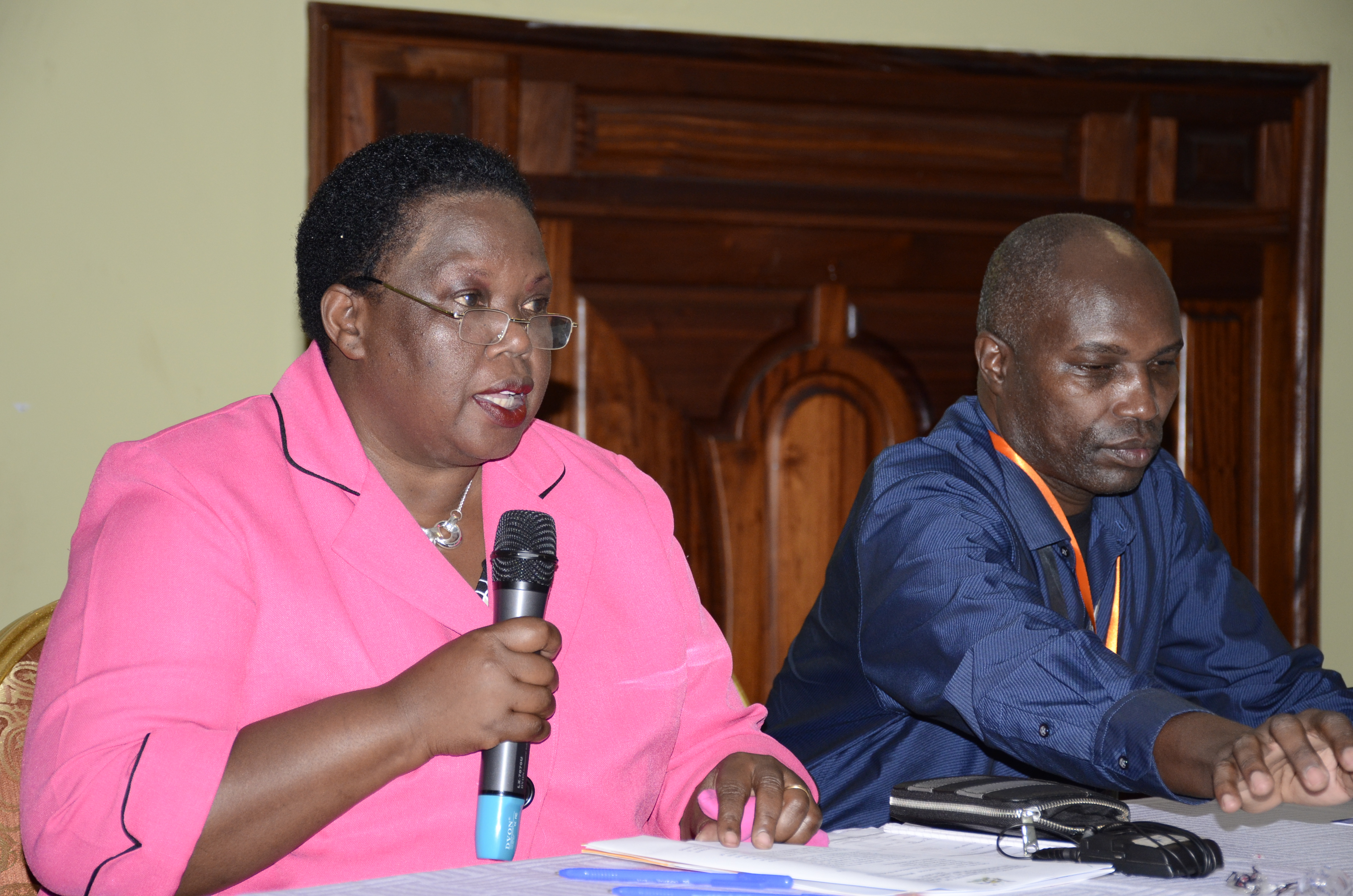 Permanent Secretary Dorcus Okalany making her remark during the second national land information system annual review workshop held at Imperial Royale Hotel recently.